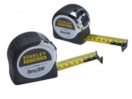 STANLEY FatMax Chrome Pocket Tapes 5m/16ft & 8m/26ft (Twin Pack) £29.99